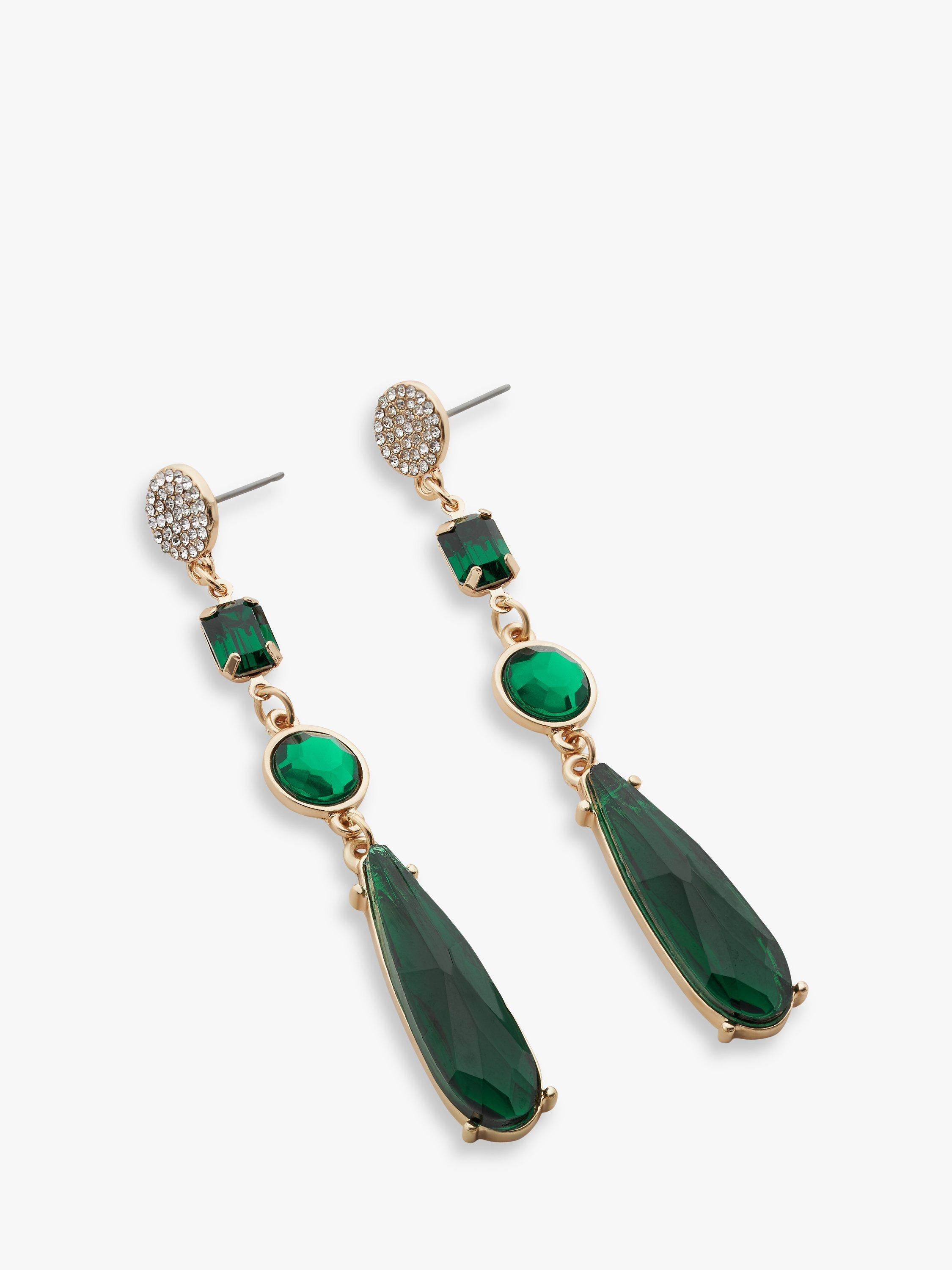 John Lewis Mixed Triple Drop Earrings, Green