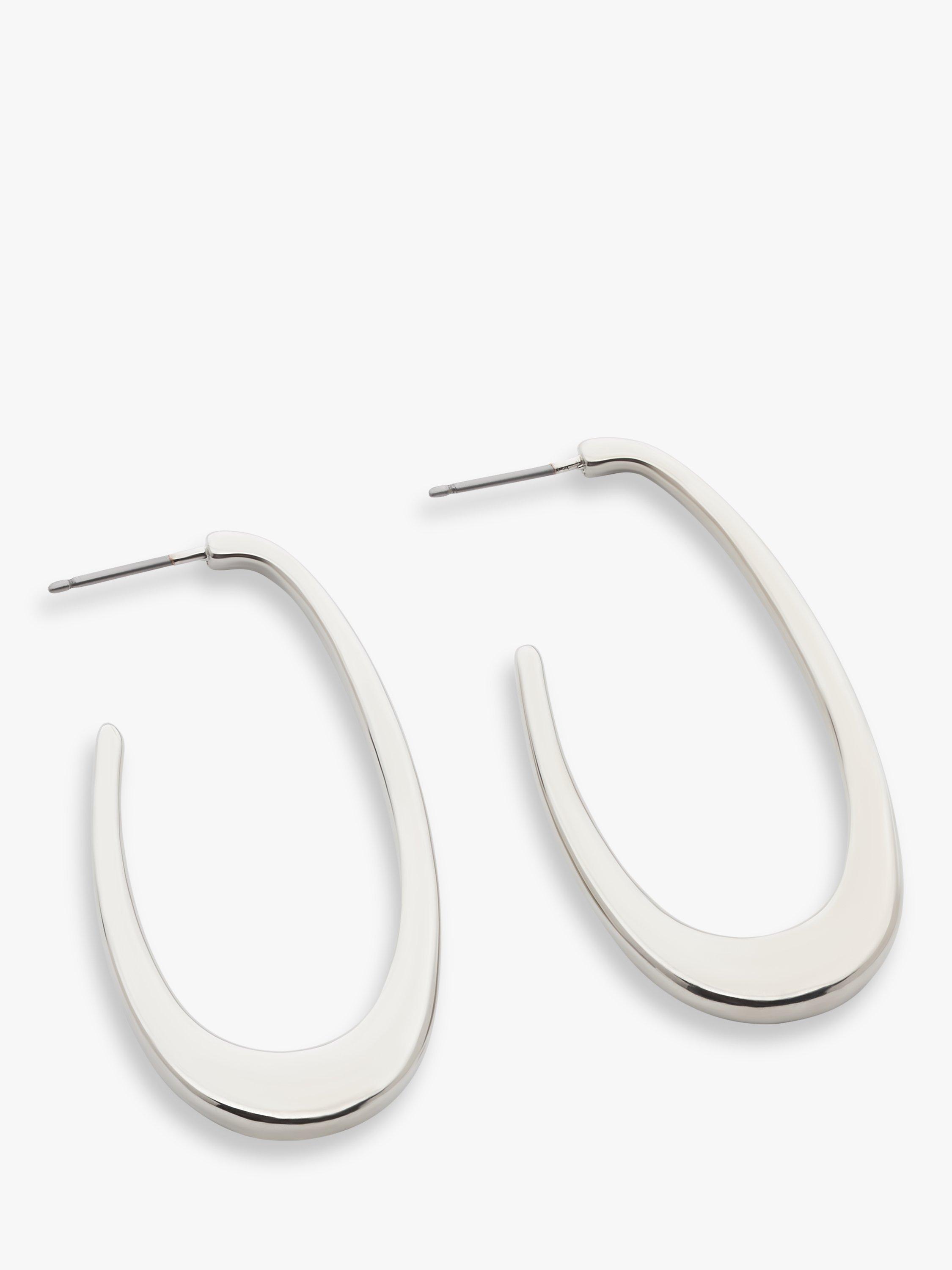 John Lewis Highly Polished Statement Oval Hoop Earrings, Silver