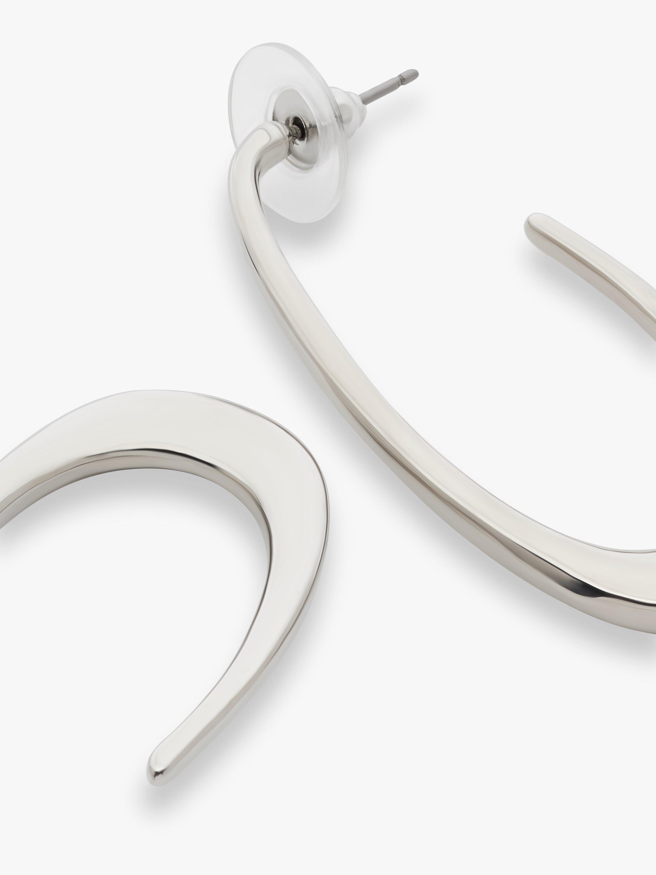 John Lewis Highly Polished Statement Oval Hoop Earrings, Silver