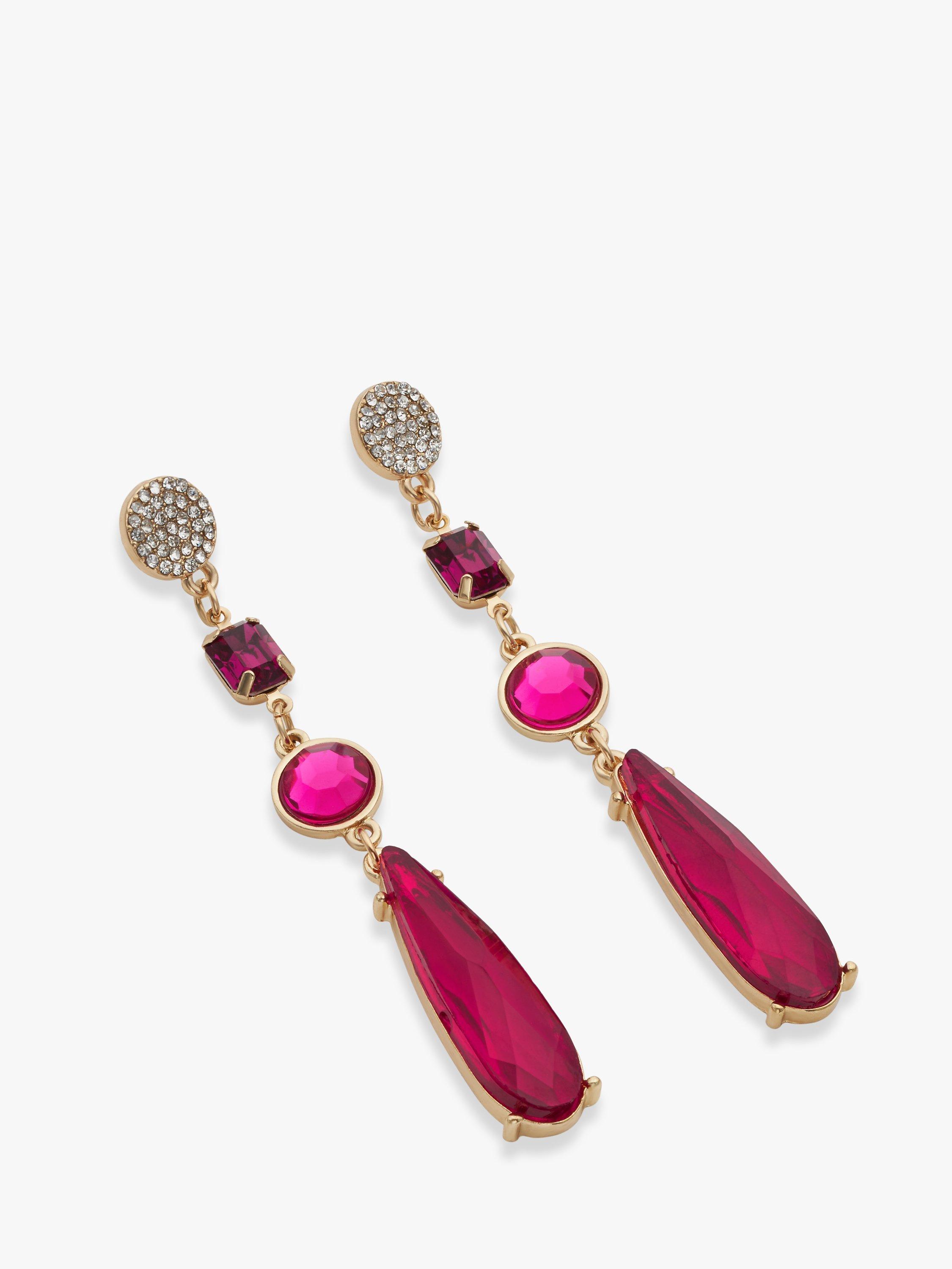 John Lewis Mixed Triple Drop Earrings, Pink