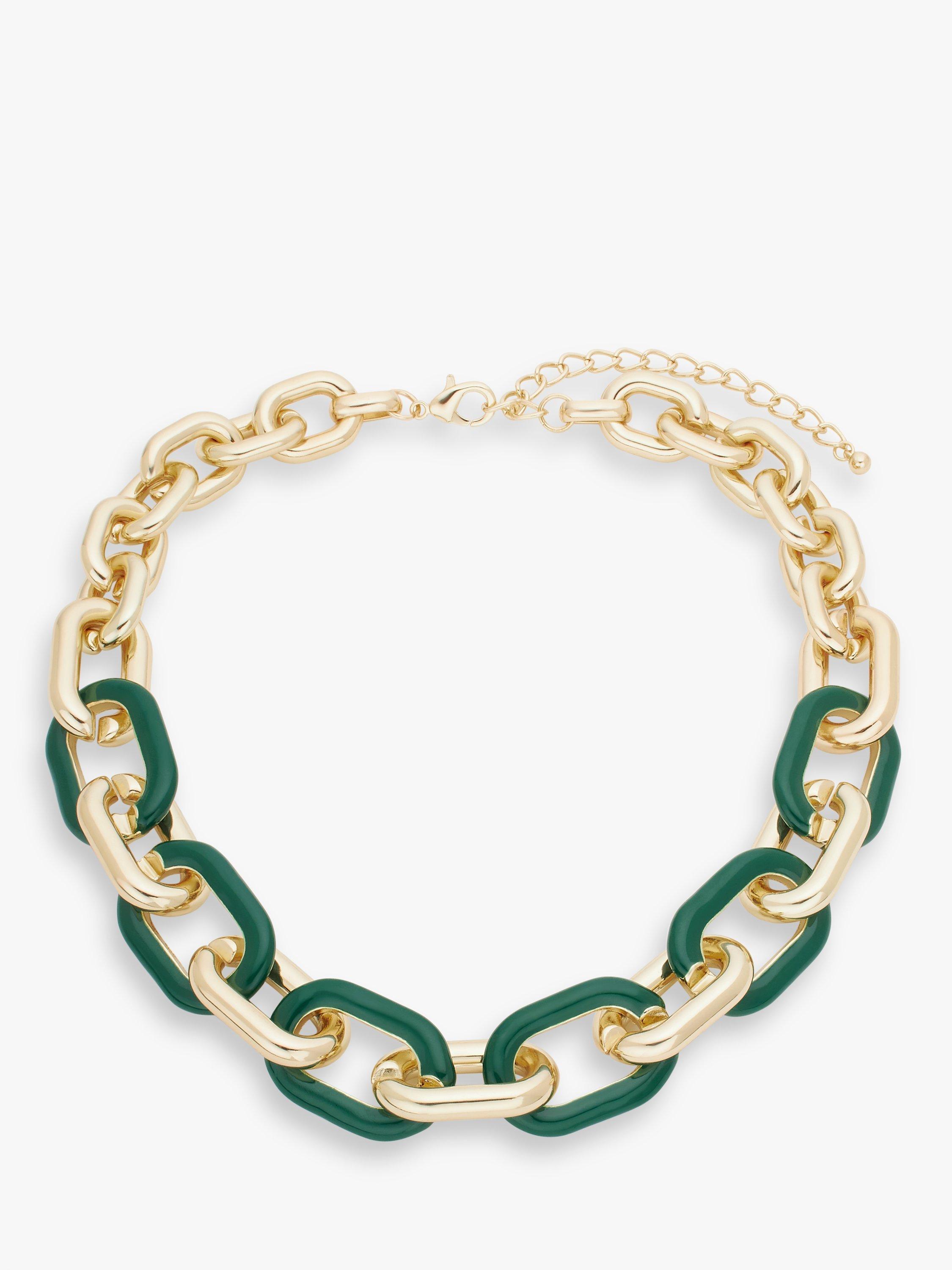 John Lewis Enamel Oval Link Statement Necklace