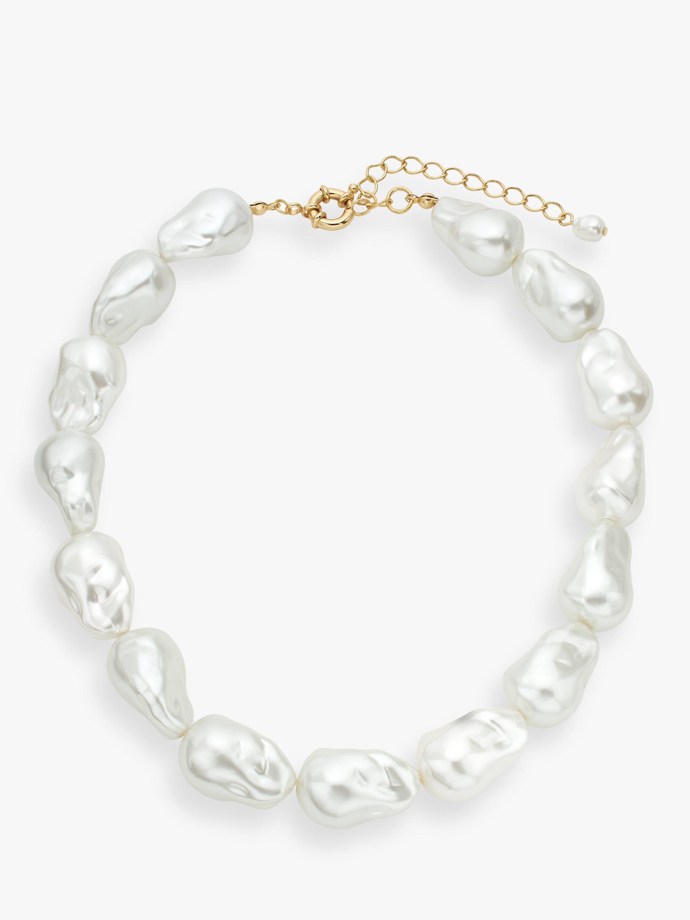 John Lewis Irregular Faux Pearl Necklace White Gold
