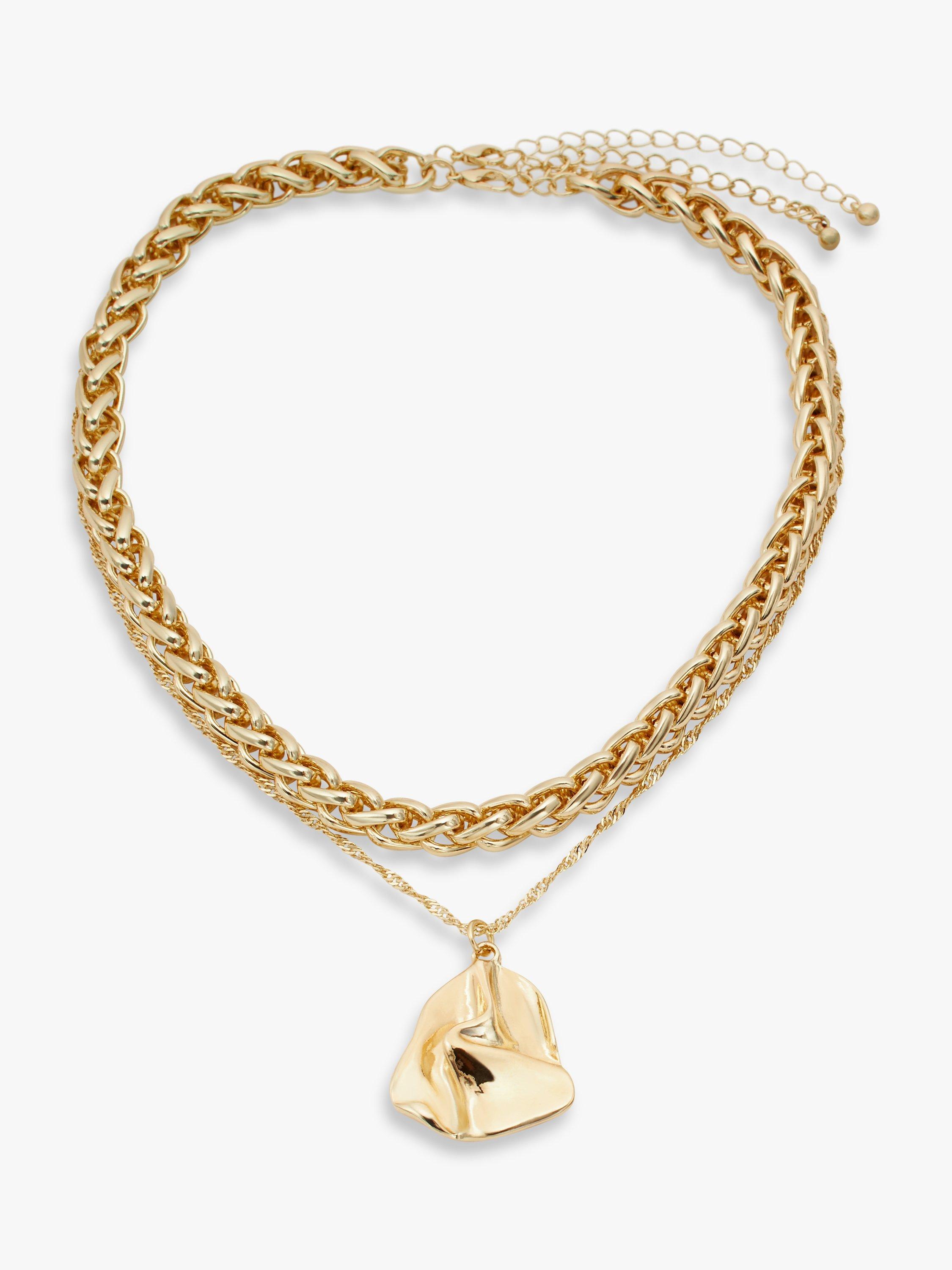 John Lewis Short & Long Layered Chain Pendant Necklace, Gold