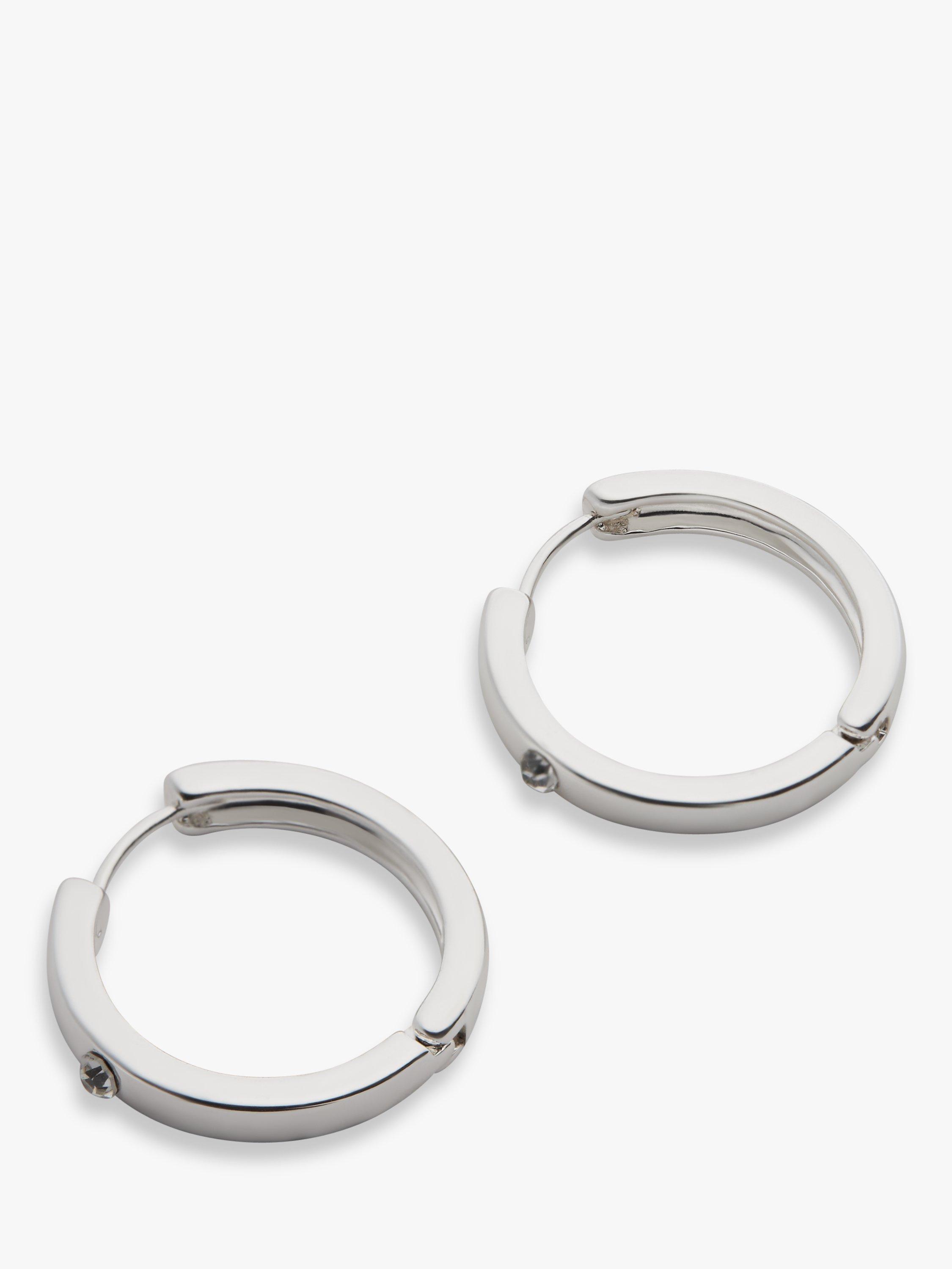John Lewis Single Stone Hoop Earrings, Silver
