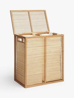 John Lewis Bamboo Double Laundry Basket, Natural - view 2, Natural