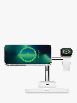 Belkin BoostCharge Pro 3-in-1 Wireless Charger with MagSafe Charging, 15W - view 2, White