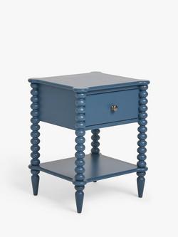 John Lewis Bobbin 1 Drawer Bedside Table, Blue