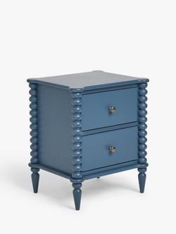 John Lewis Bobbin 2 Drawer Bedside Table, Blue