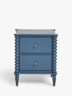 John Lewis Bobbin 2 Drawer Bedside Table - view 2, Blue