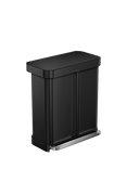 simplehuman Recycling Liner Pocket Pedal Bin, Matte Black Steel, 58L