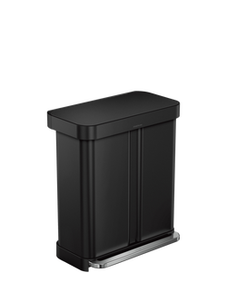 Simplehuman Recycling Liner Pocket Pedal Bin, Matte Black Steel, 58L, Black