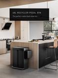 simplehuman Recycling Liner Pocket Pedal Bin, Matte Black Steel, 58L