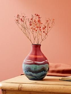 Poole Pottery Horizon Earthenware Bud Vase, H12cm, Red/Multi - view 2, Red/Multi