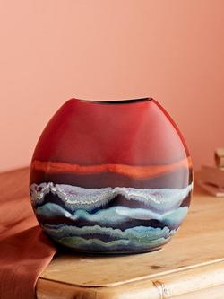 Poole Pottery Horizon Earthenware Purse Vase, H20cm, Red/Multi - view 2, Red/Multi