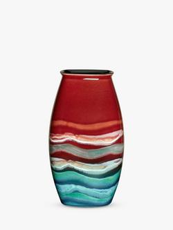 Poole Pottery Horizon Earthenware Manhattan Vase, H26cm, Red/Multi, Red/Multi