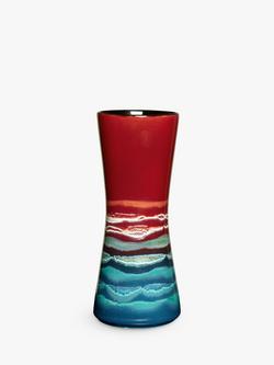 Poole Pottery Horizon Earthenware Hourglass Vase, H34cm, Red/Multi, Red/Multi