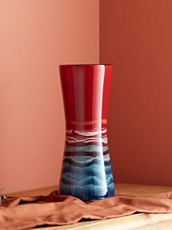 Poole Pottery Horizon Earthenware Hourglass Vase, H34cm, Red/Multi - view 2, Red/Multi