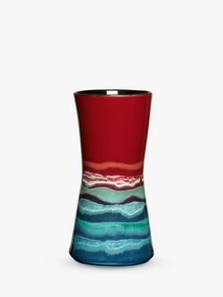 Poole Pottery Horizon Earthenware Hourglass Vase, H24cm, Red/Multi, Red/Multi