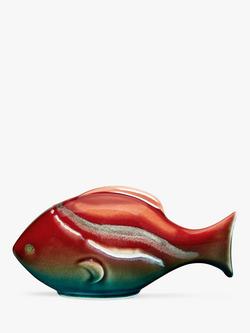 Poole Pottery Horizon Earthenware Large Fish Ornament, Red/Multi, Red/Multi
