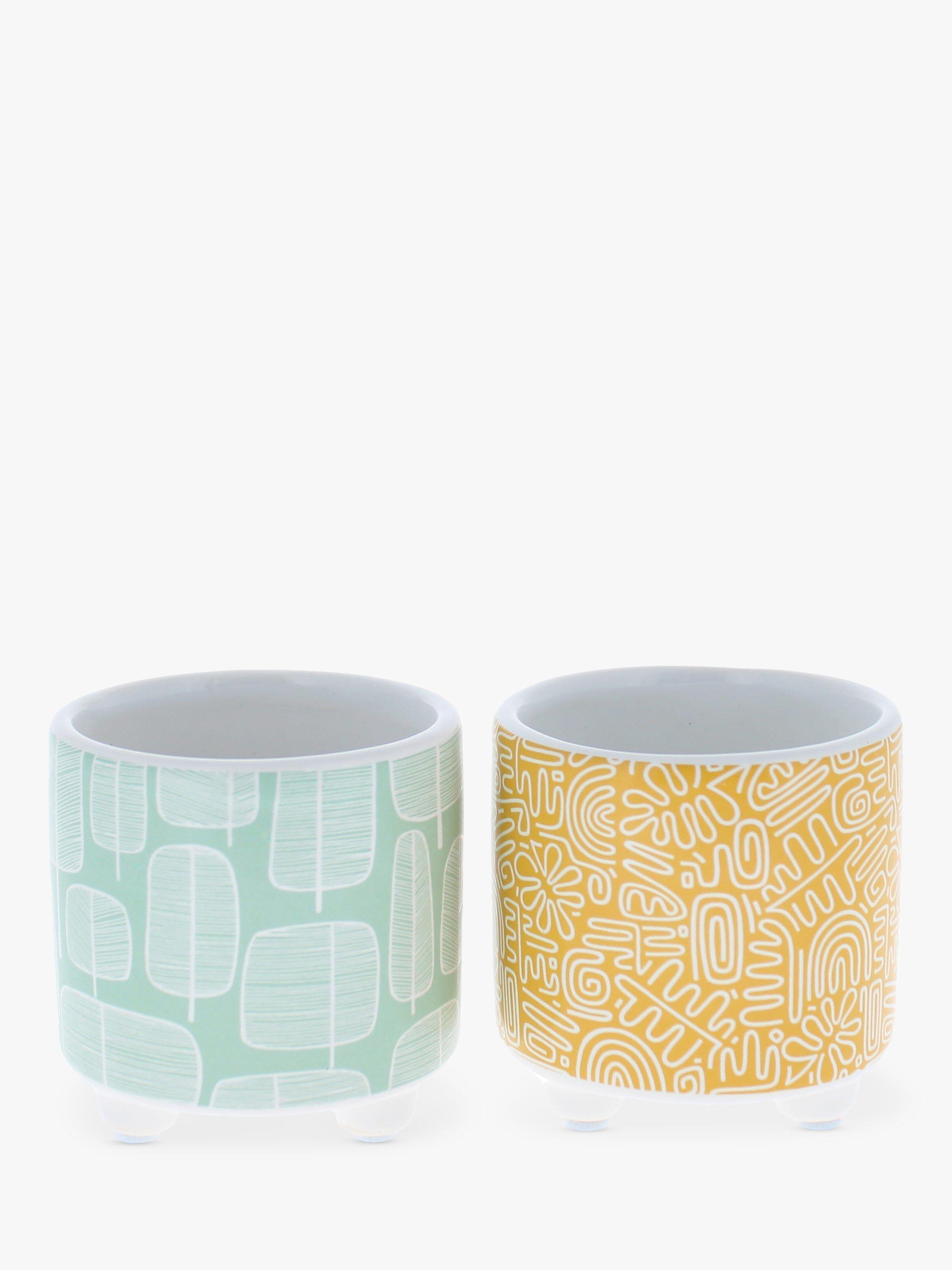 MissPrint Nazca & Little Trees Ceramic Mini Planters, Set of 2, Multi