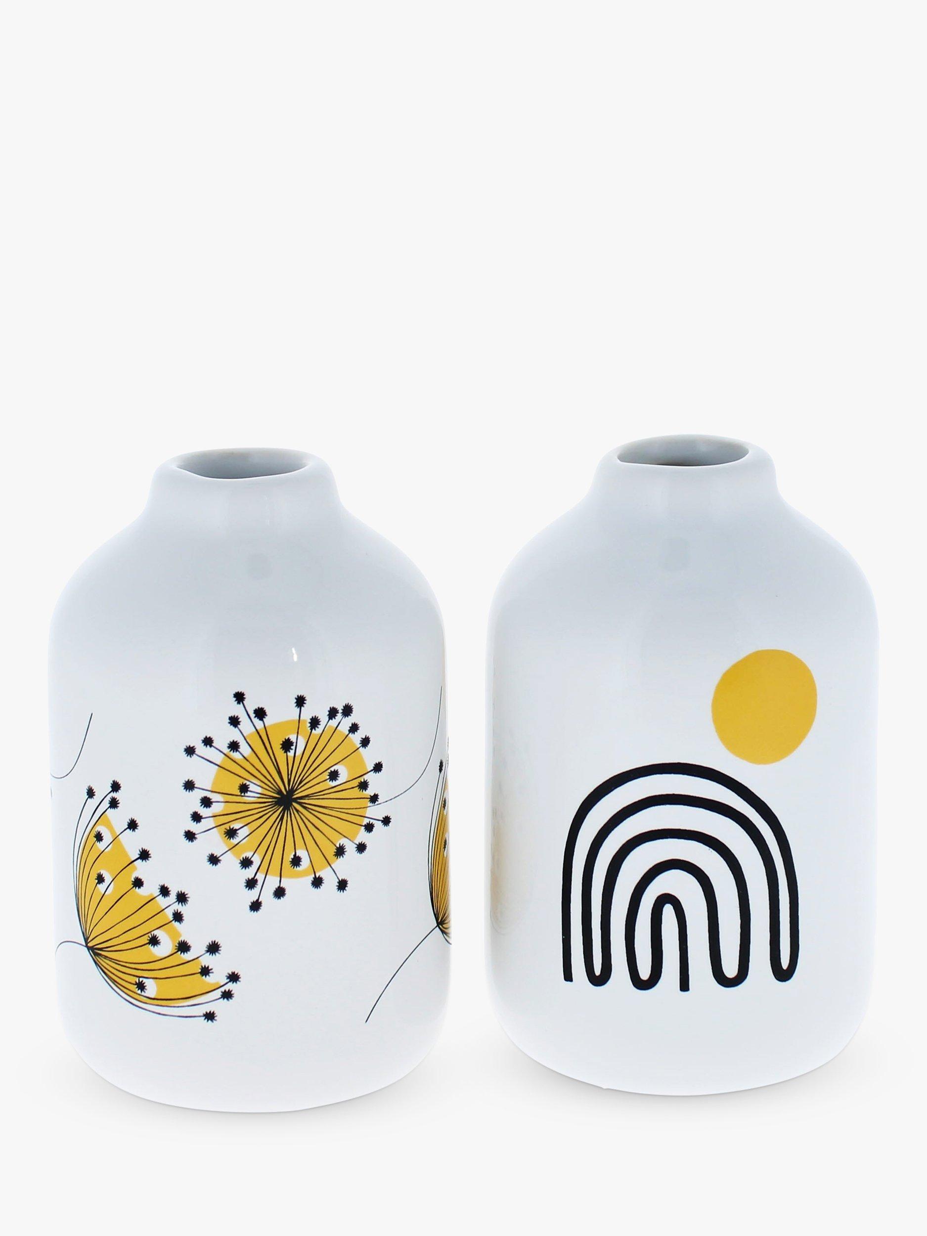 MissPrint Nazca & Dandelion Mini Ceramic Viases, Set of 2, Multi