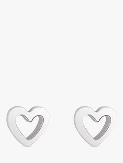Simply Silver Open Heart Stud Earrings, Silver, Silver