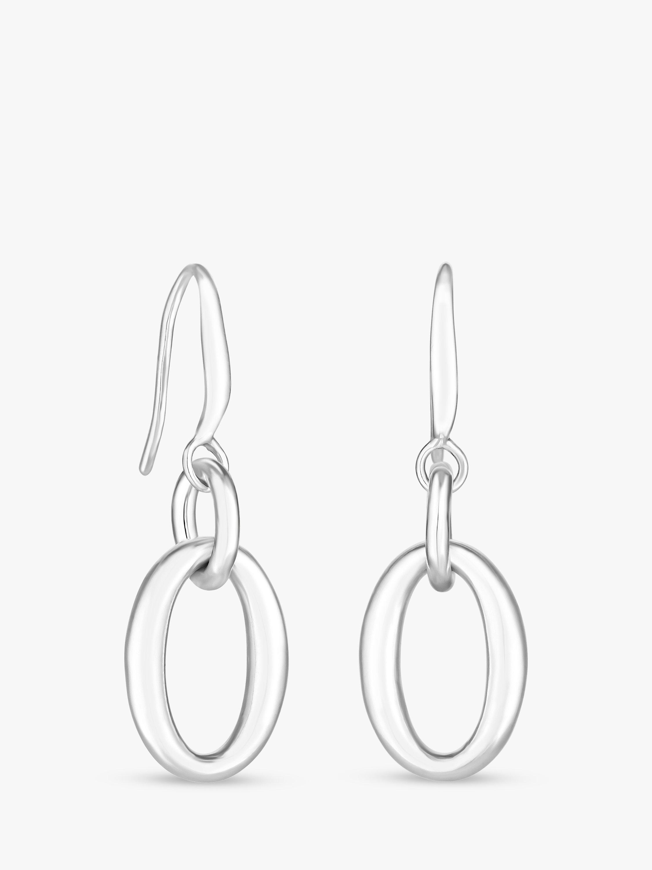 Simply Silver Link Polished Drop Earrings, Silver