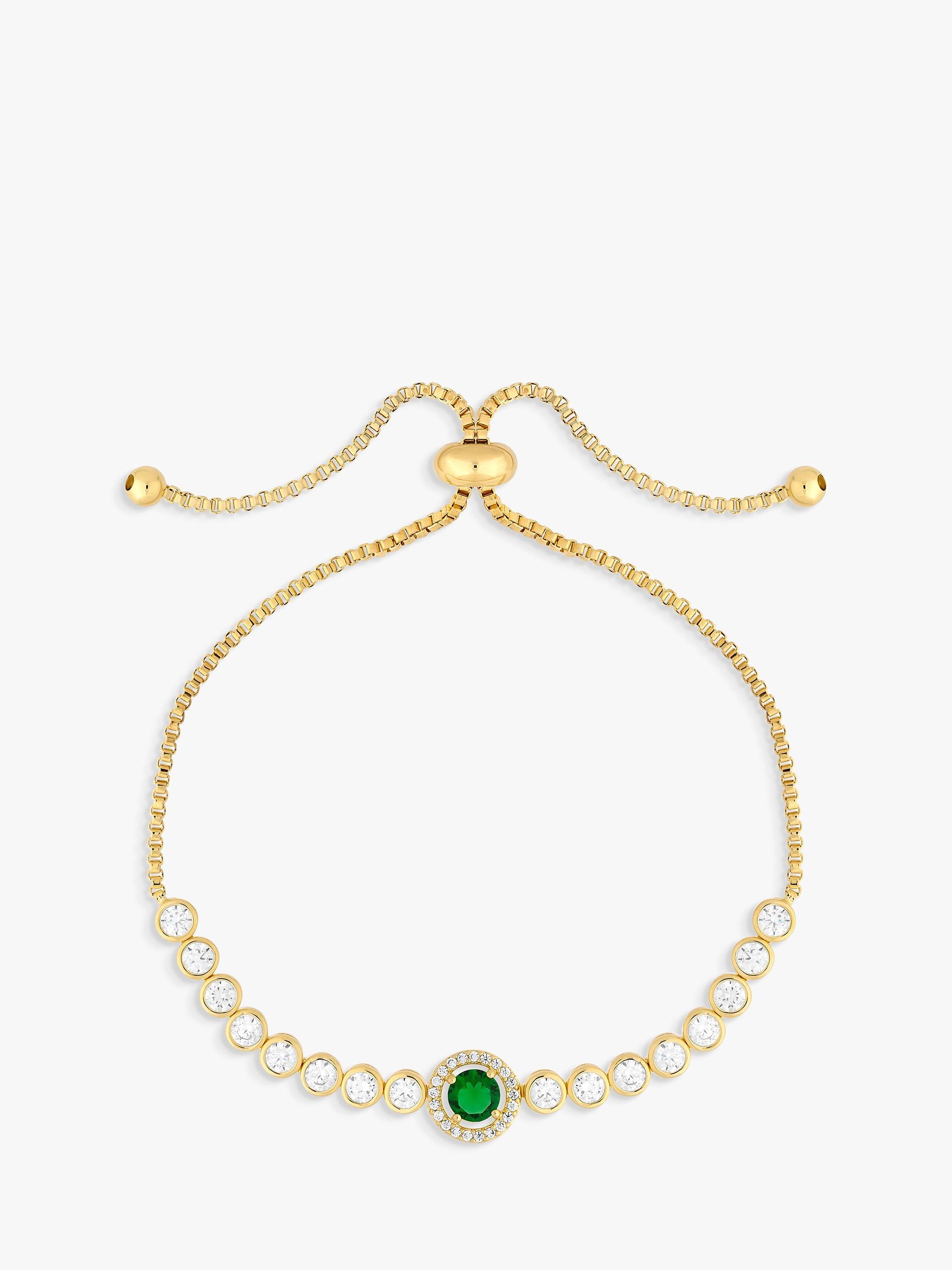 Jon Richard Emerald Cubic Zirconia Tennis Toggle Bracelet, Gold/Green