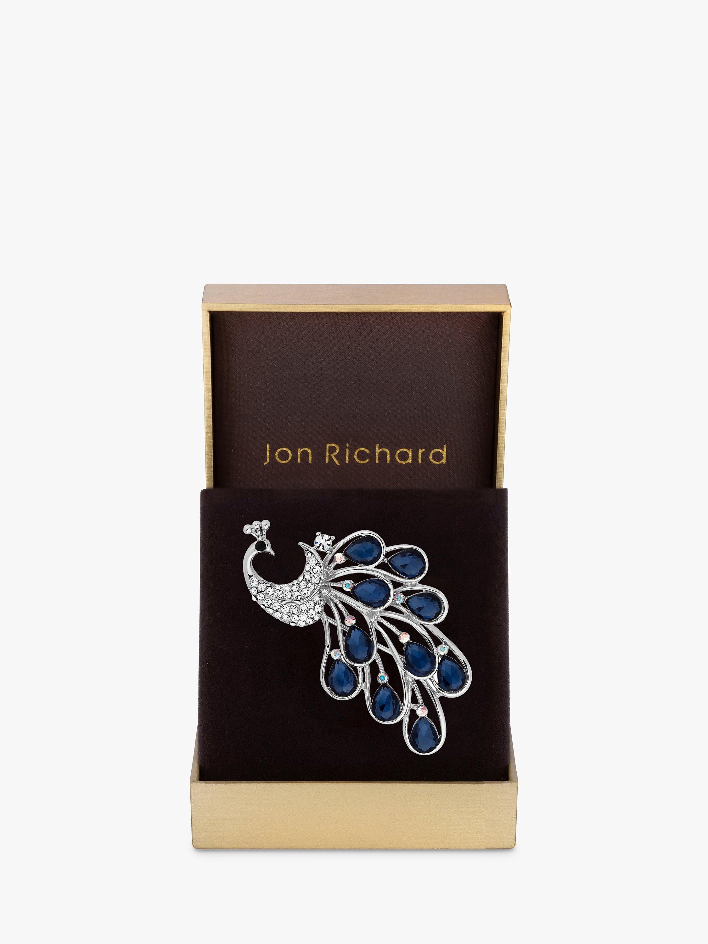 Jon Richard Peacock Brooch, Silver/Blue