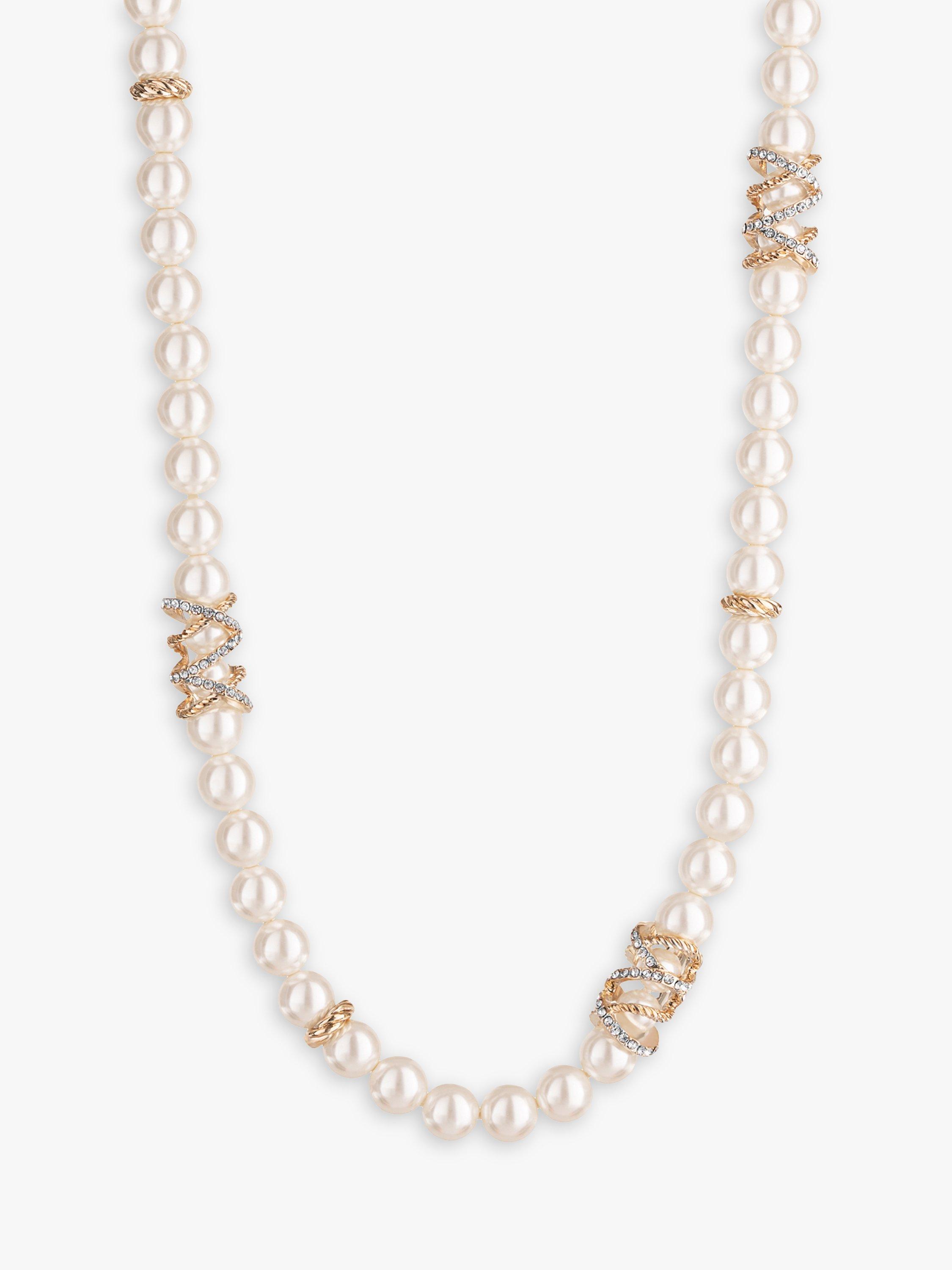 Jon Richard Pave Encased Pearl Necklace, Gold/Cream