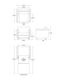 Swyft Model 08 Small 1 Seater Single Sofa Bed - view 2, Linen Seaglass