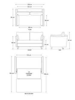 Swyft Model 08 Medium 2 Seater Double Sofa Bed - view 2, Chenille Harissa
