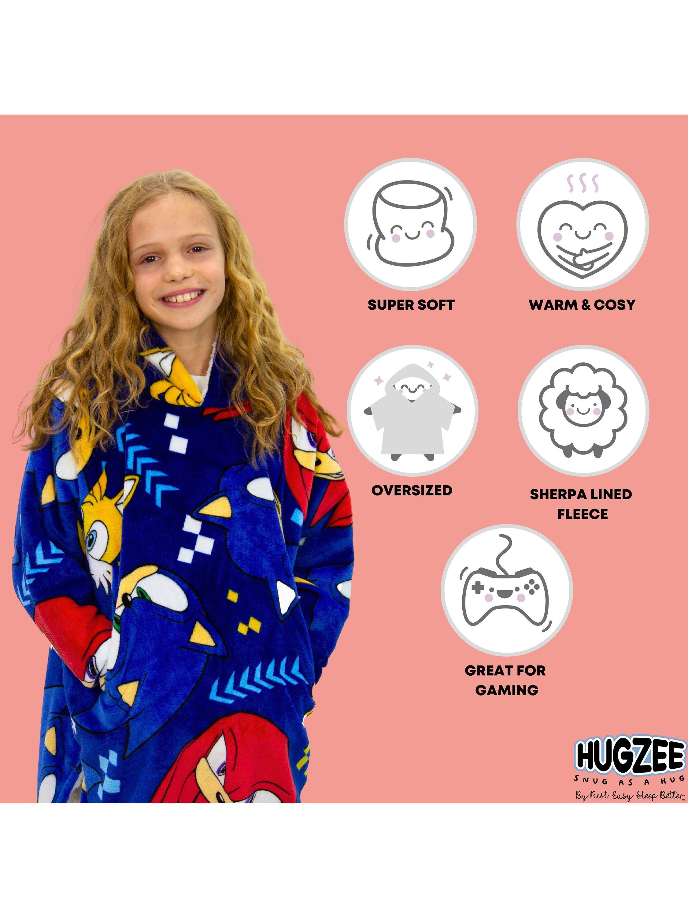 Product image 5 of 7, which shows Sonic Hugzee Oversized Fleece Hooded Blanket, Multi, 7-12 years