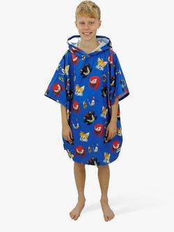 Sonic the Hedgehog DryMee Hooded Towel, Blue/Multi, Blue/Multi