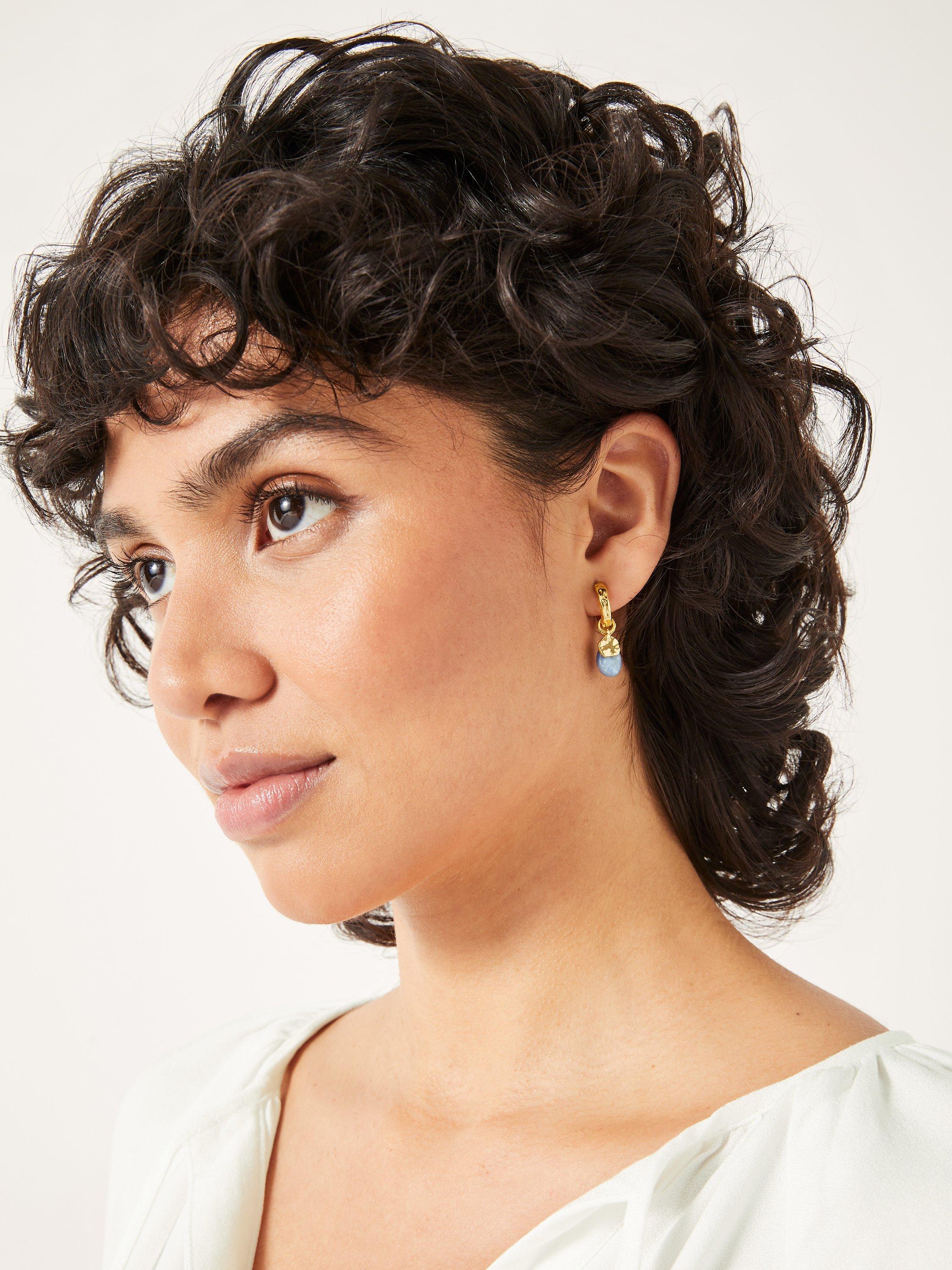 HUSH Adeline Gemstone Drop Earrings, Gold/Blue