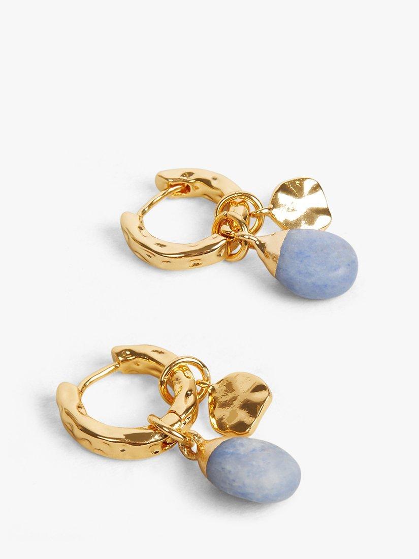 HUSH Adeline Gemstone Drop Earrings, Gold/Blue
