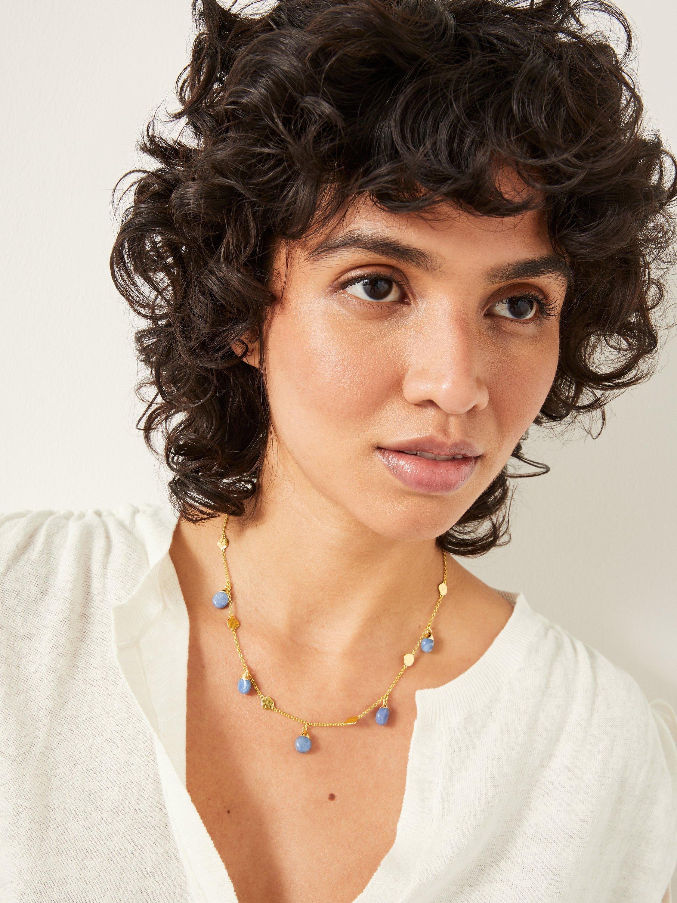 HUSH Adeline Gemstone Choker Necklace, Gold/Blue