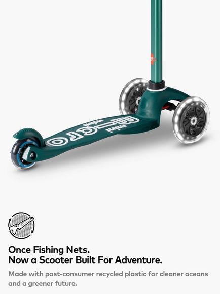 Micro Scooters Mini Eco Deluxe LED Wheels Scooter, Green - view 2, Green
