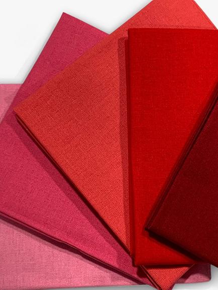 Oddies Textiles Plain Fat Quarter Fabrics, Pack of 5 - view 2, Red/Pink