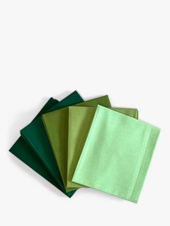 Oddies Textiles Plain Fat Quarter Fabrics, Pack of 5, Green