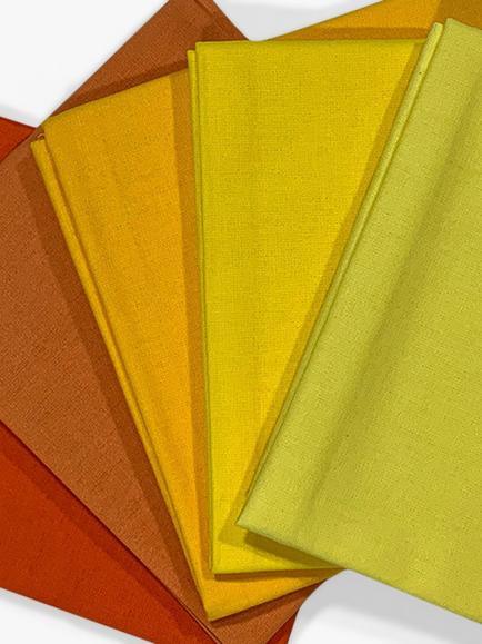 Oddies Textiles Plain Fat Quarter Fabrics, Pack of 5 - view 2, Yellow/Orange
