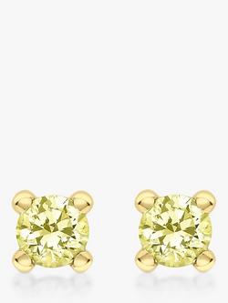 IBB 9ct Yellow Gold Cubic Zirconia Stud Earrings, August/Pale Yellow