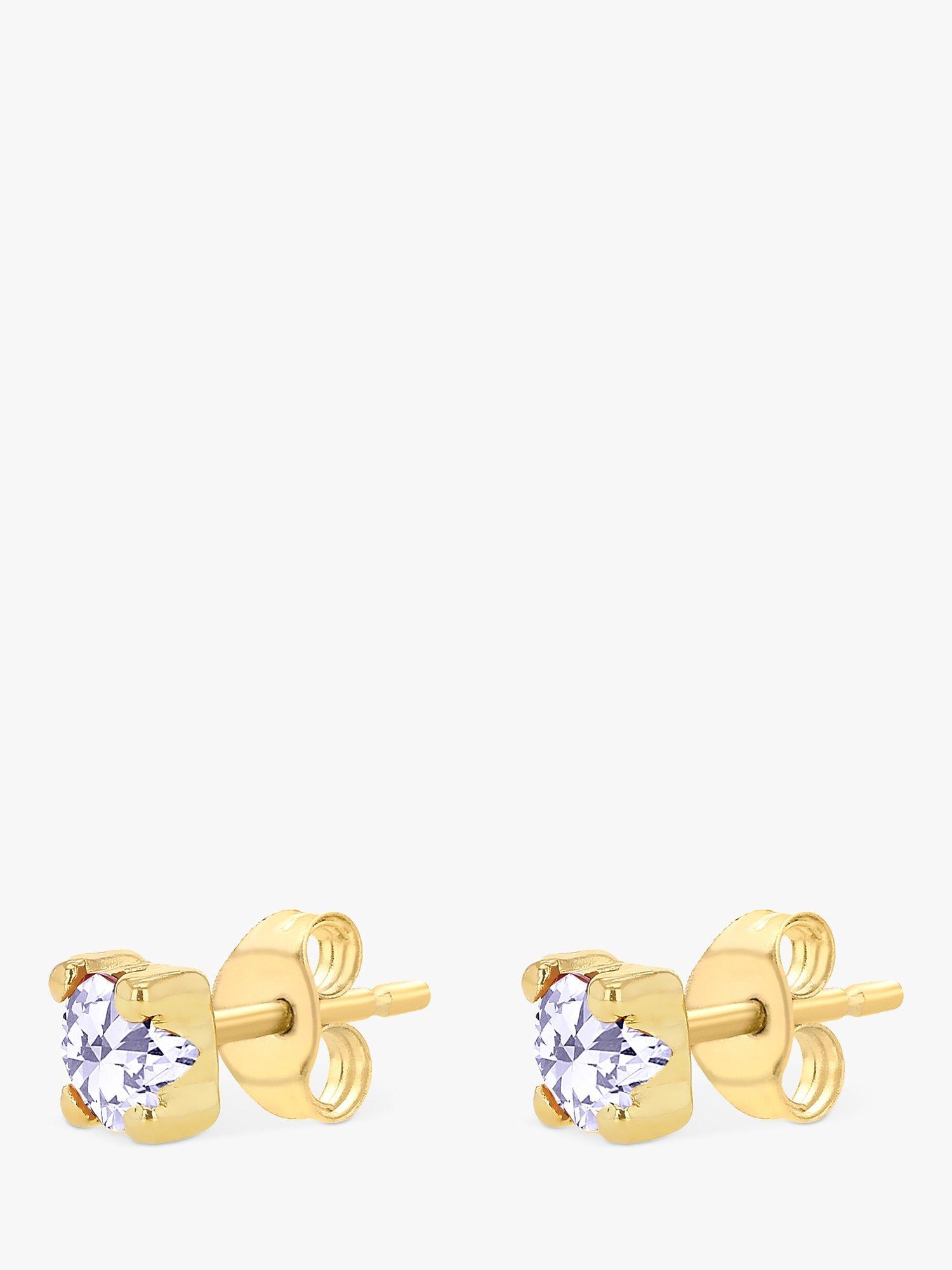 Product image 4 of 4, which shows IBB 9ct Yellow Gold Cubic Zirconia Stud Earrings, June/Light Purple