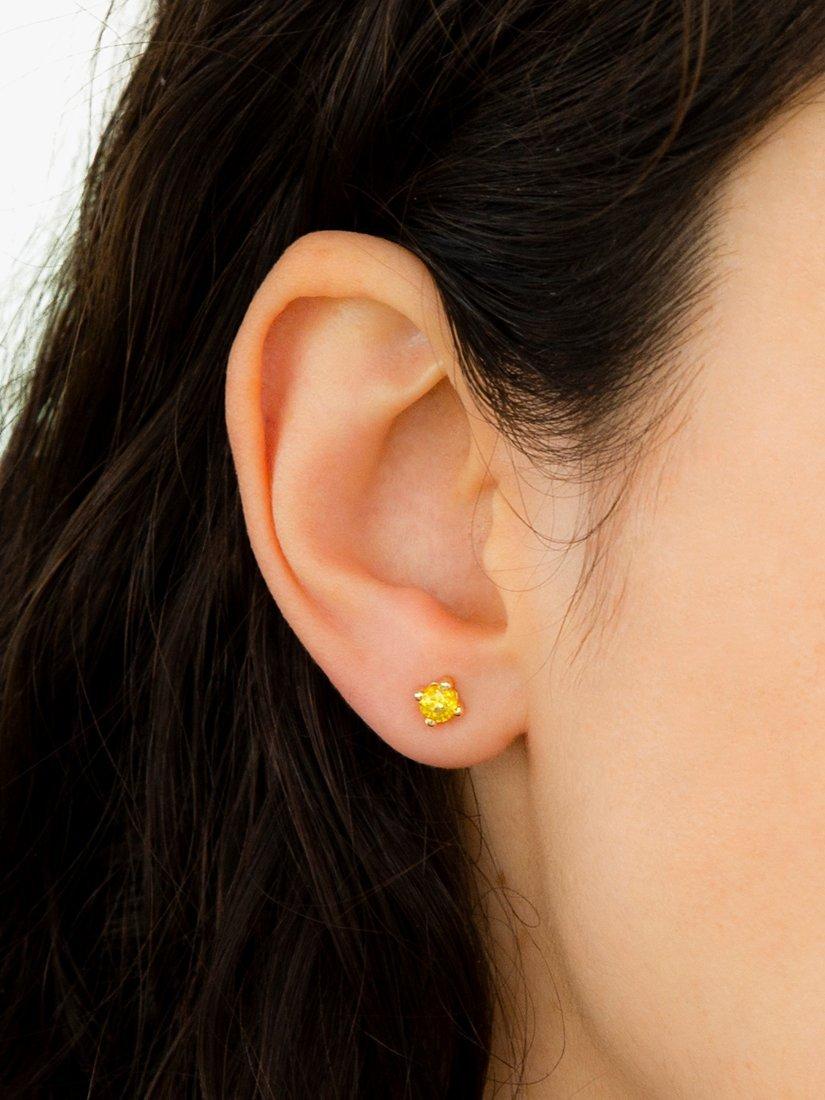 Product image 2 of 4, which shows IBB 9ct Yellow Gold Cubic Zirconia Stud Earrings, November/Yellow