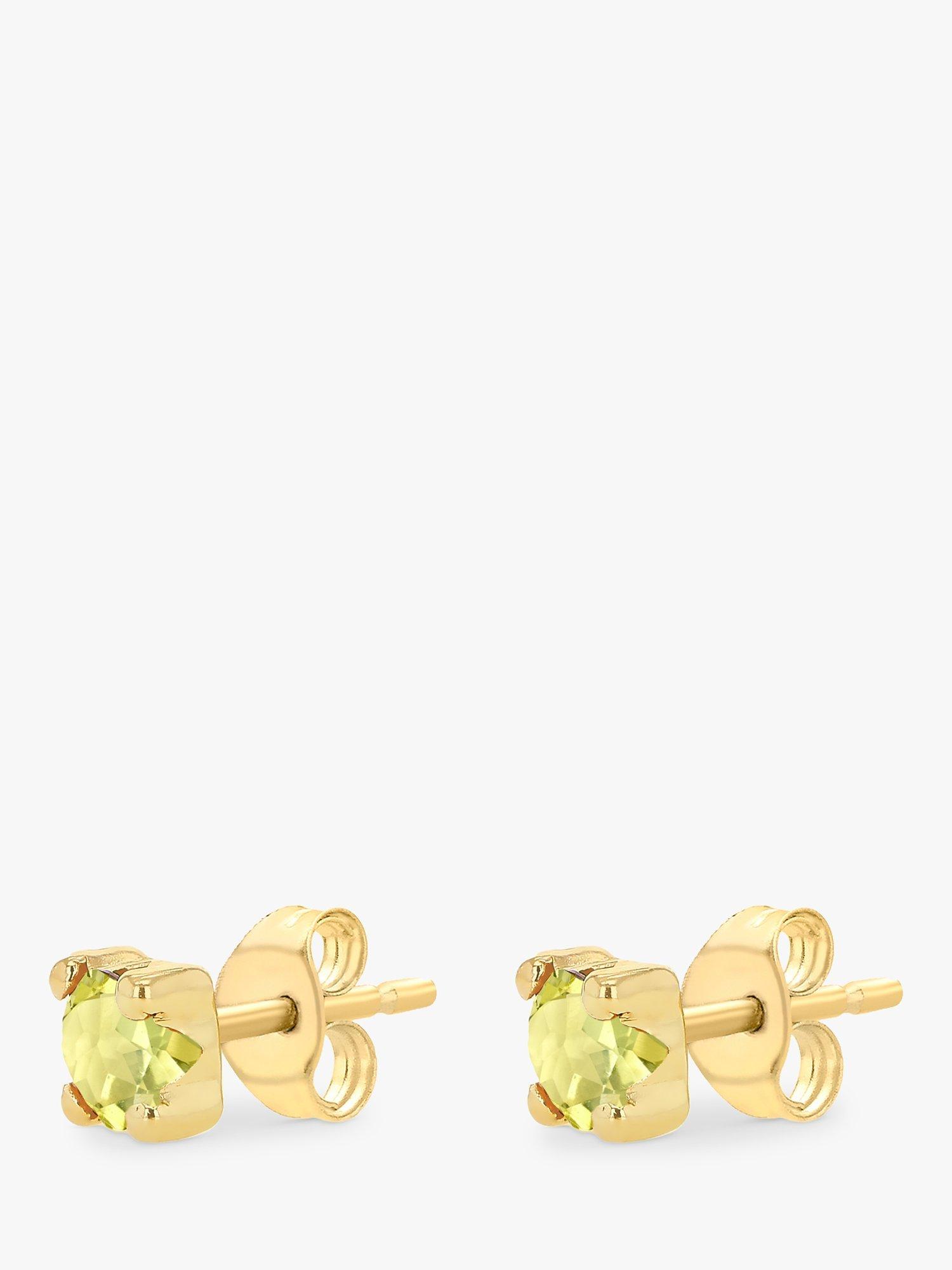 Product image 4 of 4, which shows IBB 9ct Yellow Gold Cubic Zirconia Stud Earrings, November/Yellow