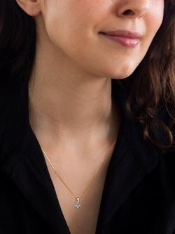 IBB 9ct Yellow Gold Round Cubic Zirconia Pendant Necklace - view 2, June/Blue