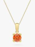 IBB 9ct Yellow Gold Round Cubic Zirconia Pendant Necklace, January/Orange