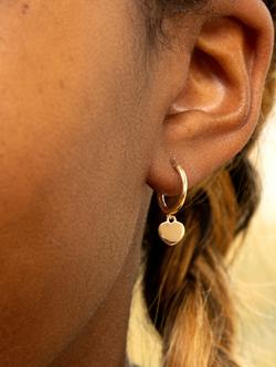 IBB 9ct Gold Heart Charm Hoop Earrings, Gold - view 2, Gold