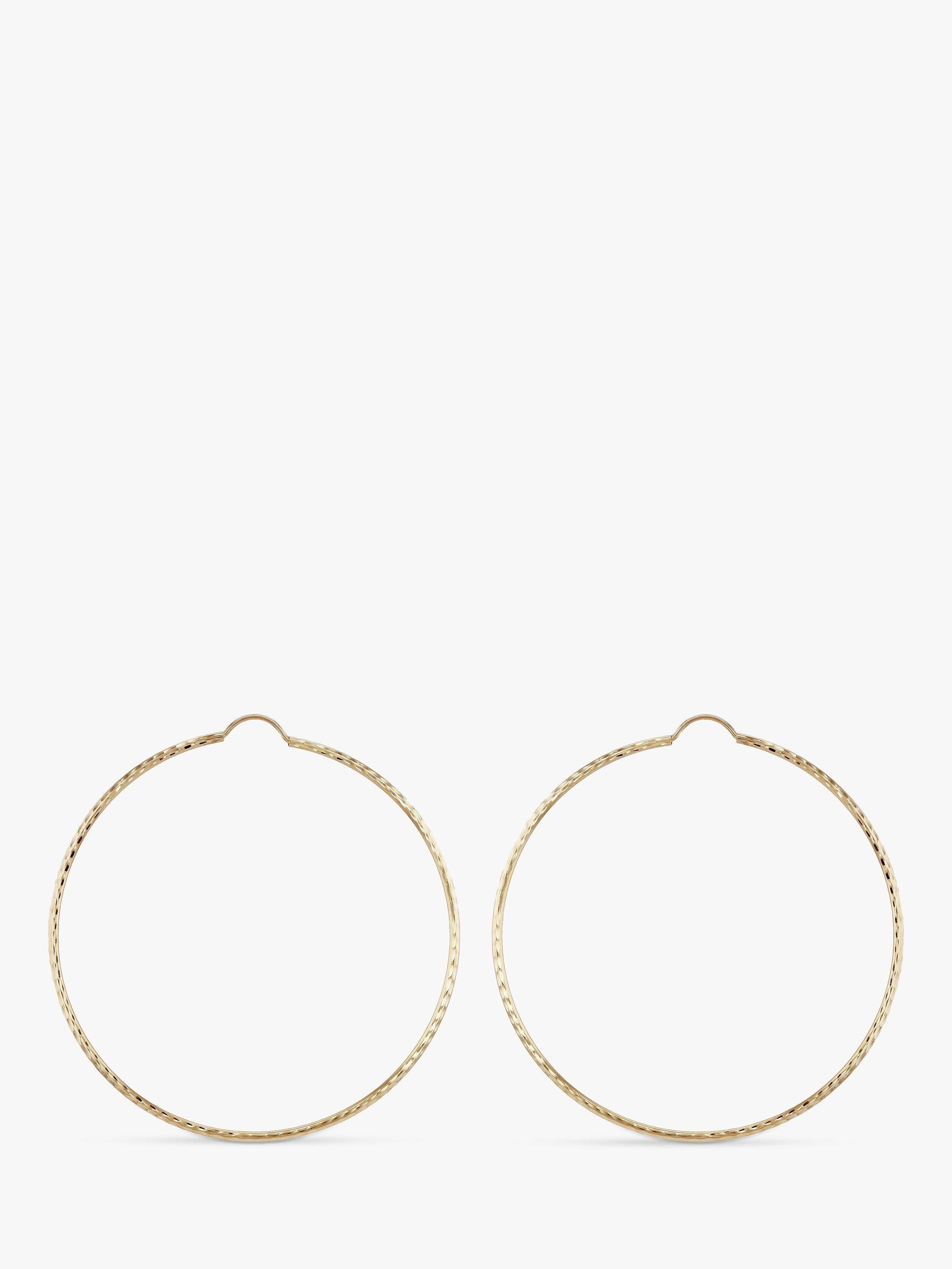 Product image 1 of 4, which shows IBB 9ct Large Textured Hoop Earrings, Gold
