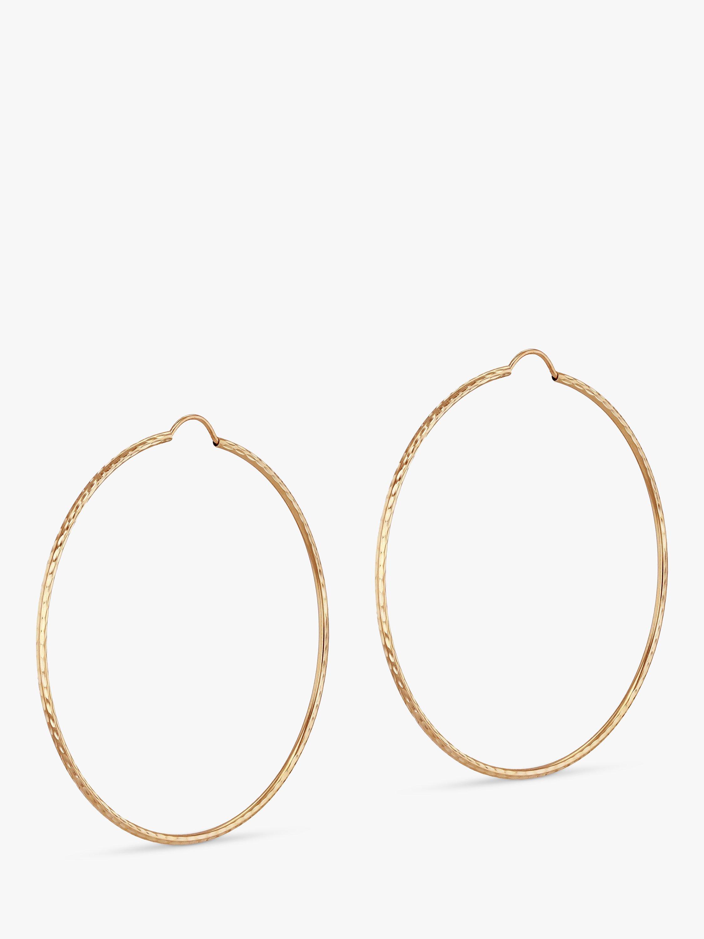 Product image 4 of 4, which shows IBB 9ct Large Textured Hoop Earrings, Gold